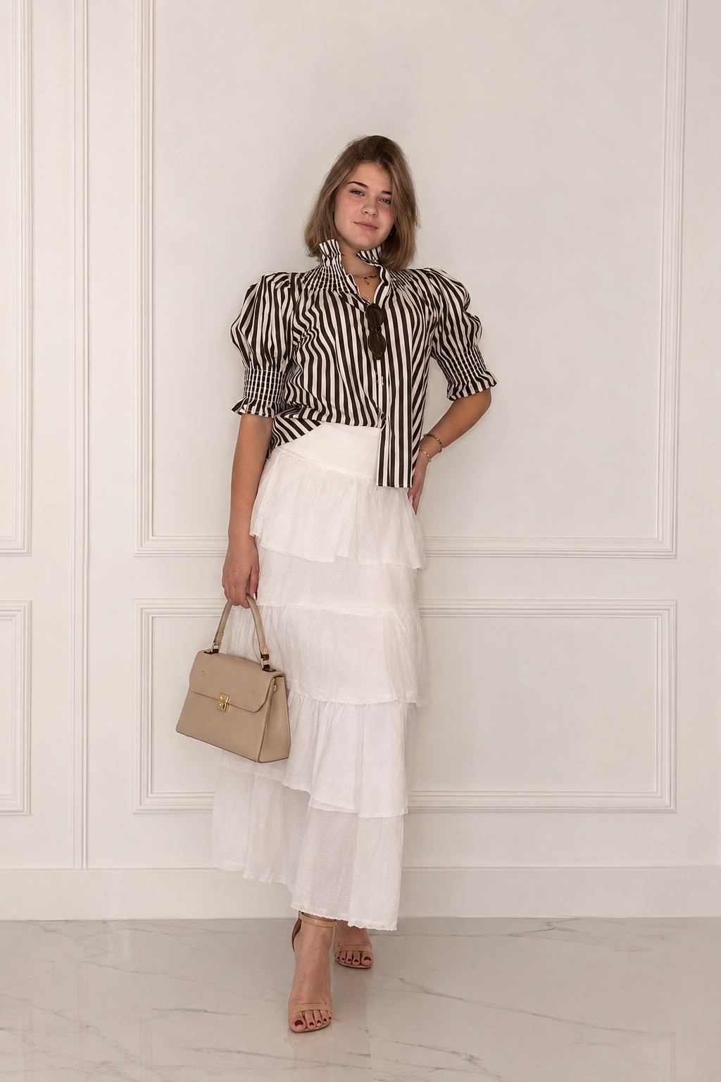 FALDA MIDI VOLANTES BLANCA TALLA UNICA