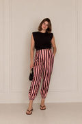 TOP BASICO Y PANTALON RAYAS
