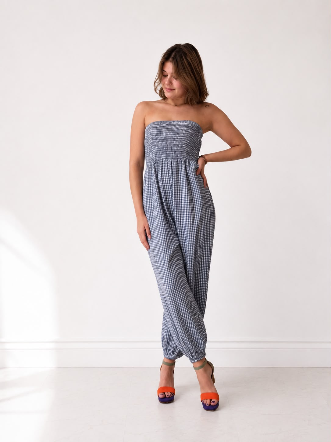 MONO  VICHY AZUL TOP VENTAS TALLA UNICA
